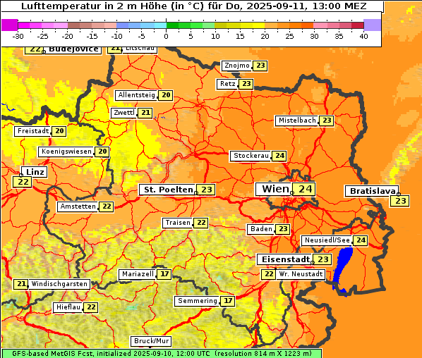 Temperatur, 11. 9. 2025