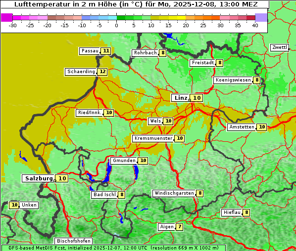 Temperatur, 8. 12. 2025