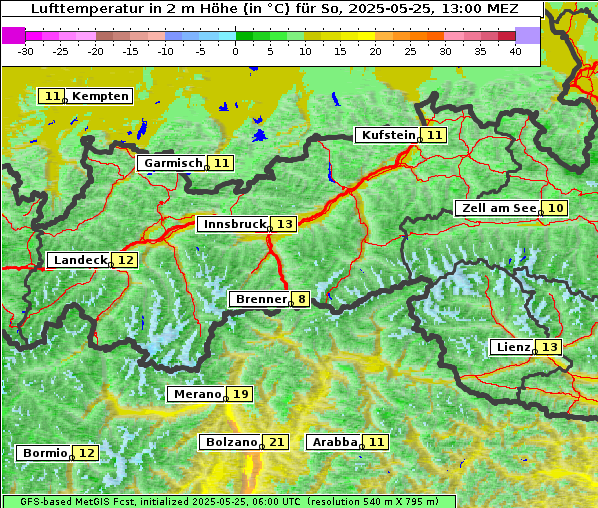 Temperatur, 25. 5. 2025