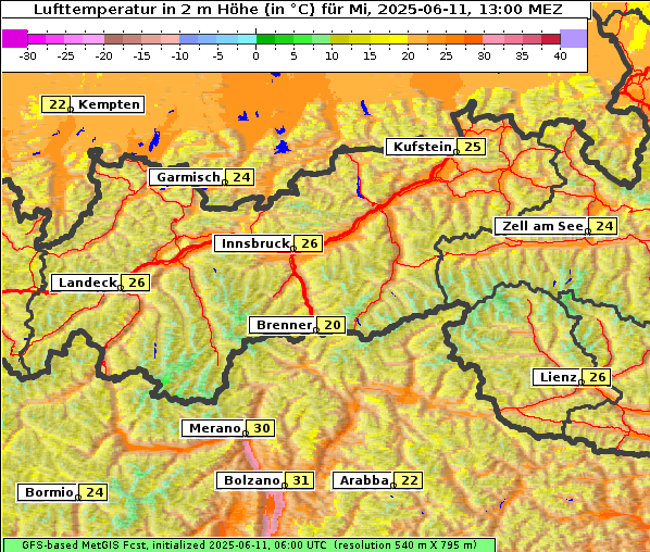 Temperatur, 11. 6. 2025