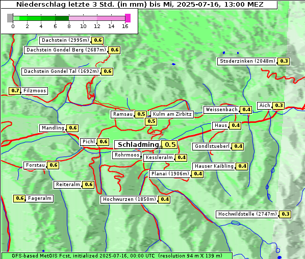 Niederschlag, 16. 7. 2025