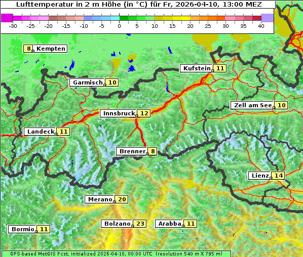 Temperatur, 10. 4. 2026