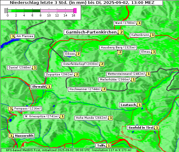 Niederschlag, 2. 9. 2025