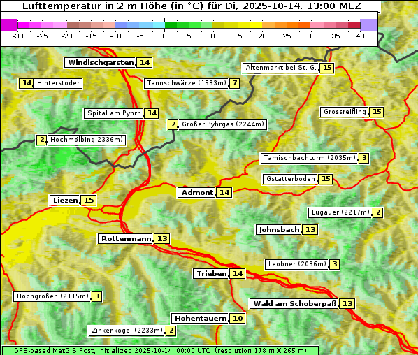 Temperatur, 14. 10. 2025