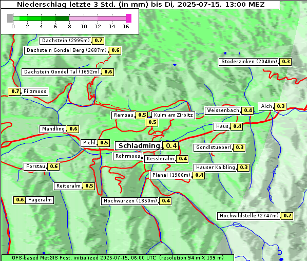 Niederschlag, 15. 7. 2025
