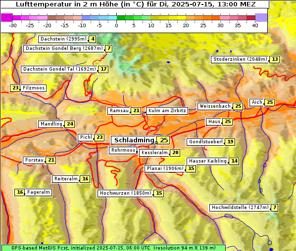 Temperatur, 15. 7. 2025