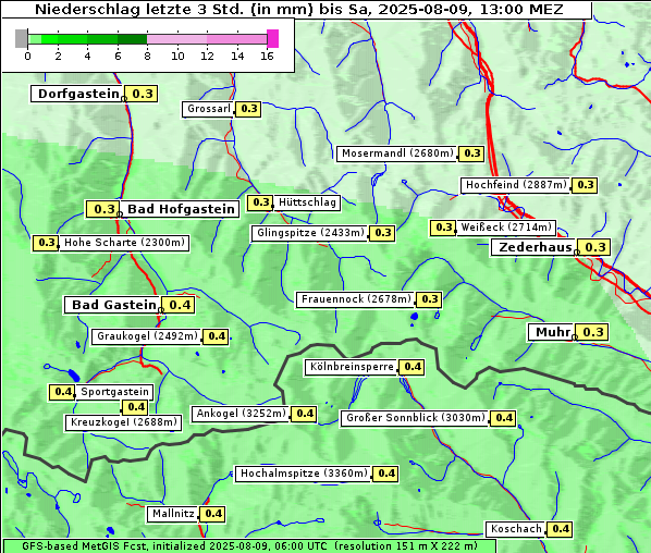 Niederschlag, 9. 8. 2025