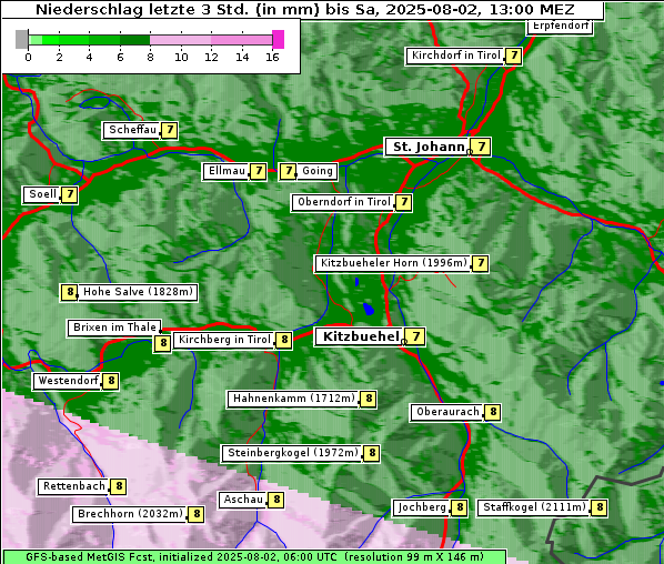 Niederschlag, 2. 8. 2025