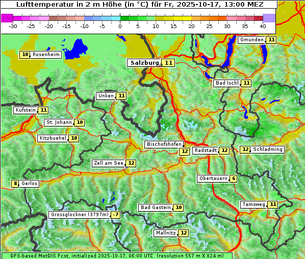 Temperatur, 17. 10. 2025