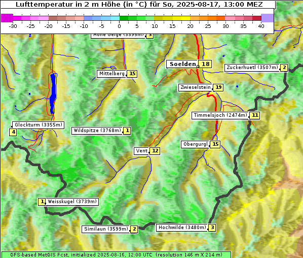 Temperatur, 17. 8. 2025