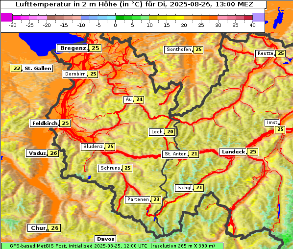 Temperatur, 26. 8. 2025