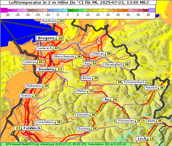 Temperatur, 23. 7. 2025