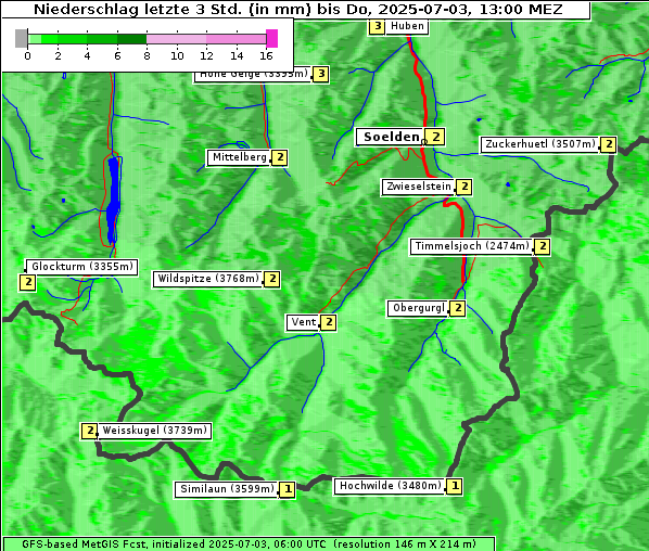 Niederschlag, 3. 7. 2025