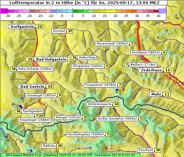 Temperatur, 17. 8. 2025