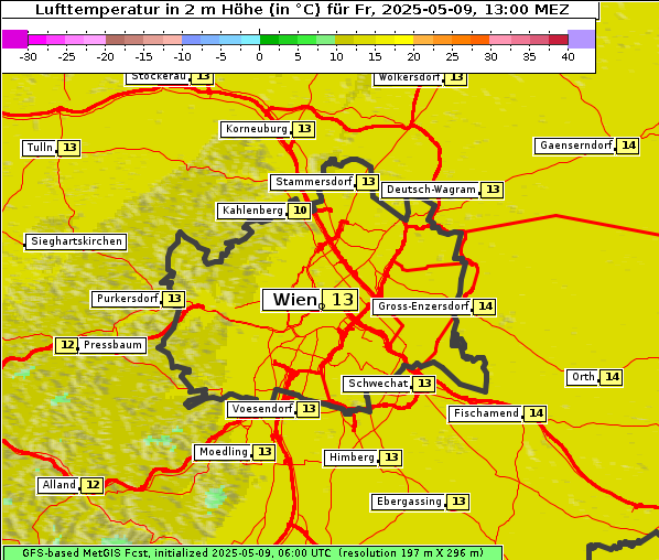 Temperatur, 9. 5. 2025