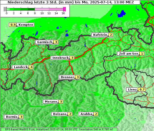 Niederschlag, 14. 7. 2025