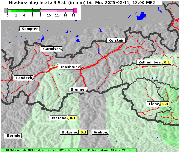 Niederschlag, 11. 8. 2025