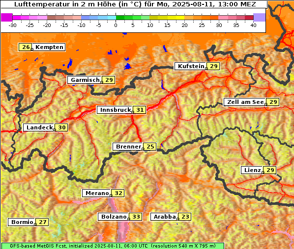 Temperatur, 11. 8. 2025