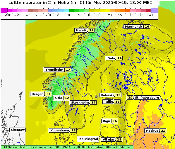 Temperatur, 15. 9. 2025