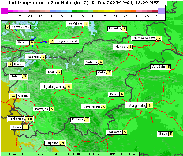 Temperatur, 4. 12. 2025