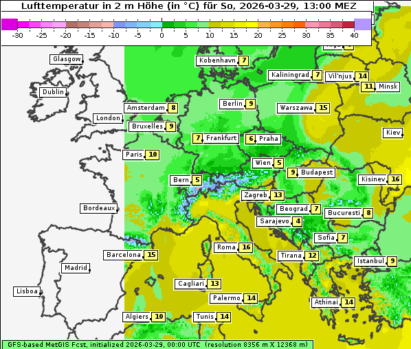 Temperatur, 29. 3. 2026