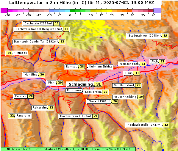 Temperatur, 2. 7. 2025