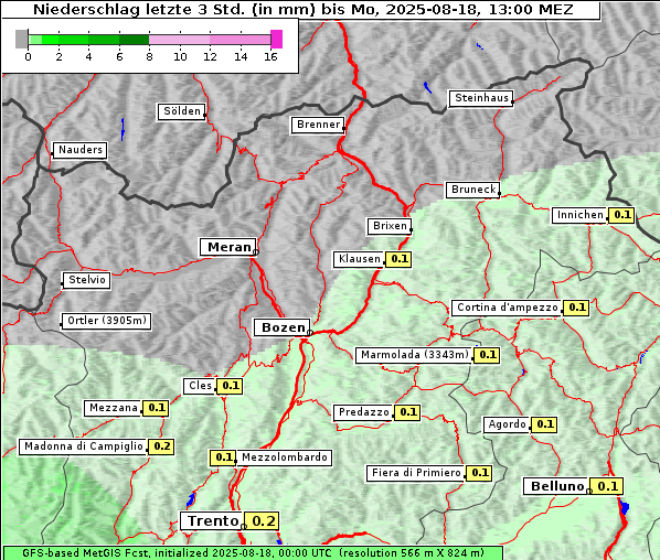 Niederschlag, 18. 8. 2025