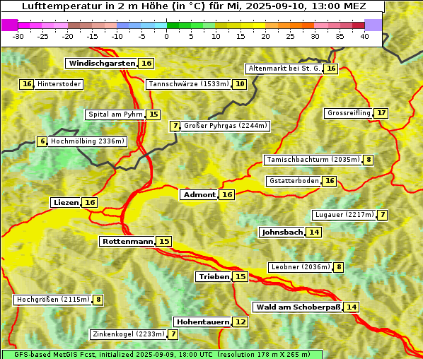 Temperatur, 10. 9. 2025
