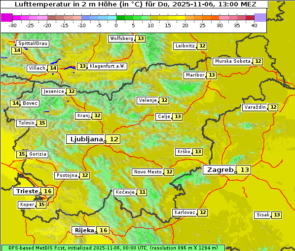 Temperatur, 6. 11. 2025