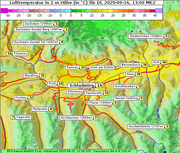 Temperatur, 16. 9. 2025