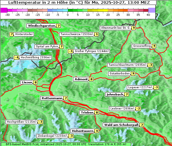 Temperatur, 27. 10. 2025