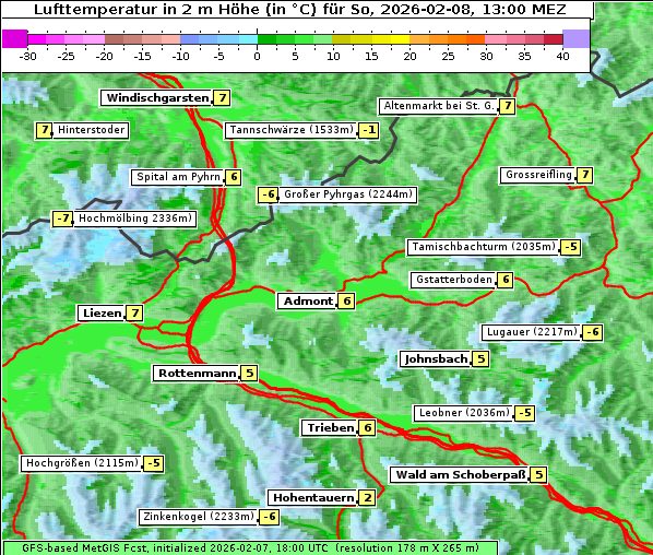 Temperatur, 8. 2. 2026