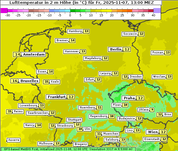 Temperatur, 7. 11. 2025
