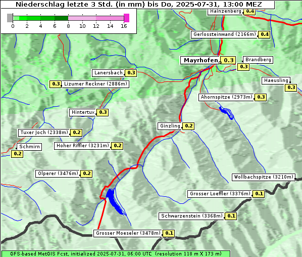 Niederschlag, 31. 7. 2025