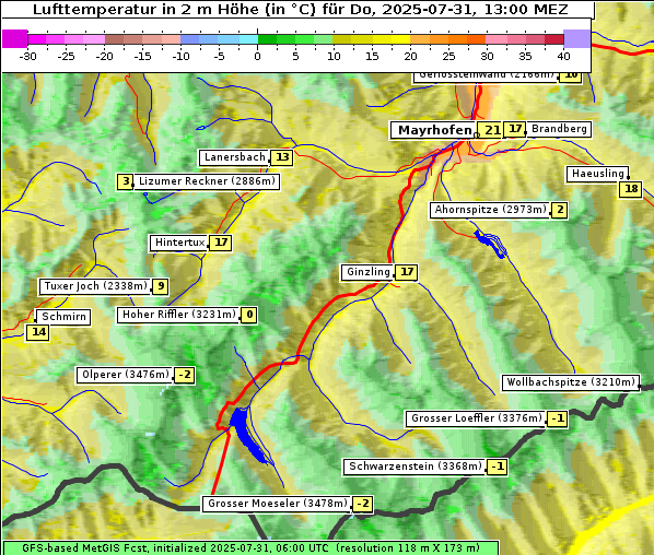 Temperatur, 31. 7. 2025