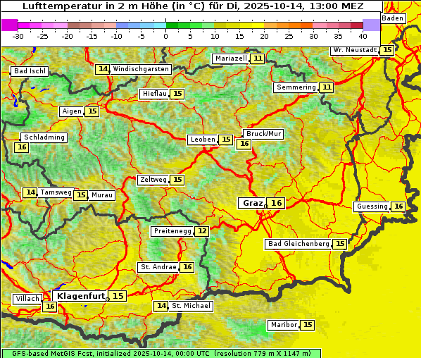 Temperatur, 14. 10. 2025