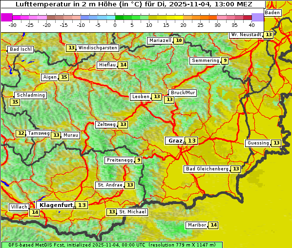 Temperatur, 4. 11. 2025