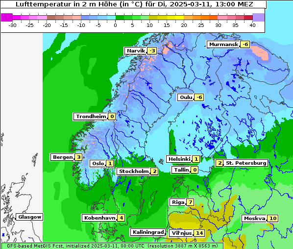 Temperatur, 11. 3. 2025