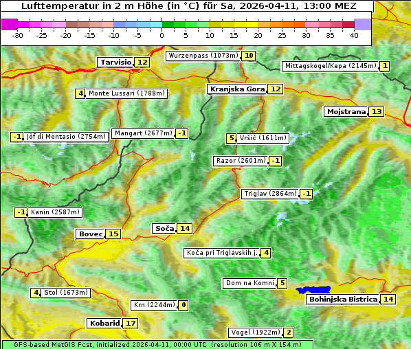 Temperatur, 11. 4. 2026