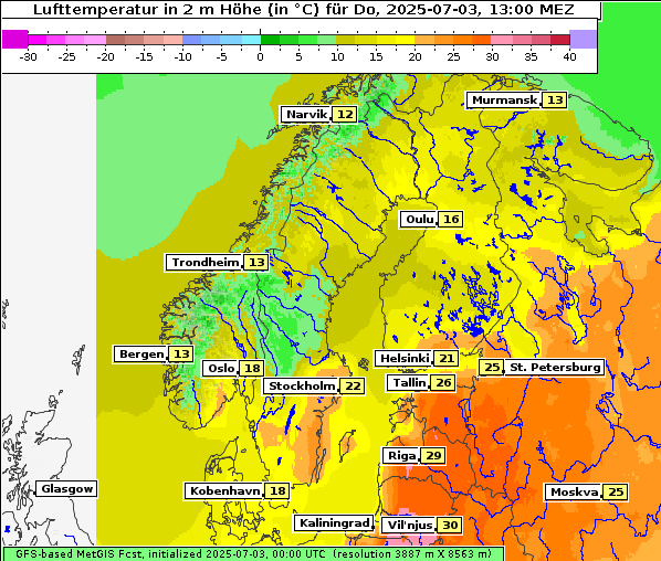 Temperatur, 3. 7. 2025
