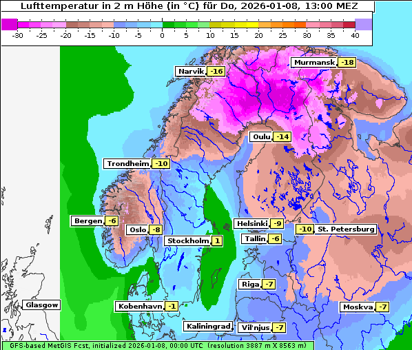 Temperatur, 8. 1. 2026