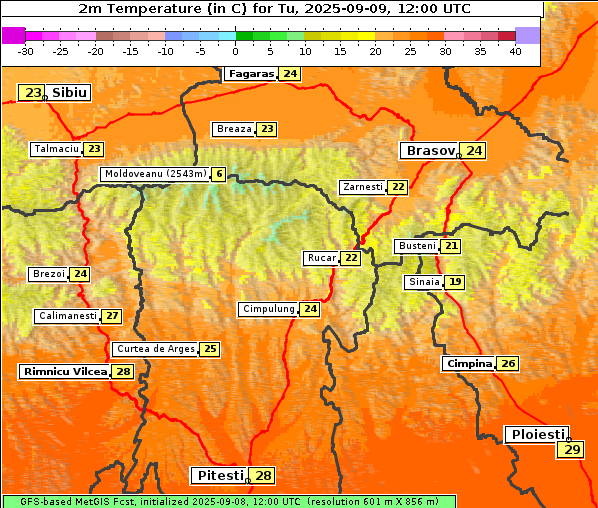 Temperatur, 9. 9. 2025