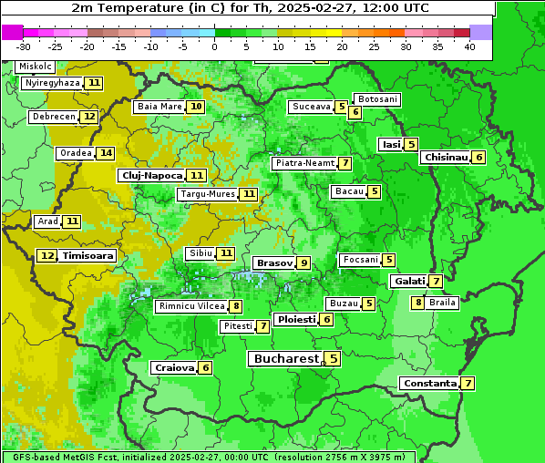 Temperatur, 27. 2. 2025