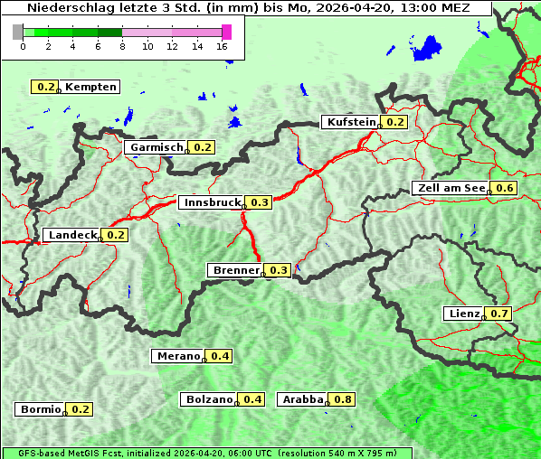 Niederschlag, 20. 4. 2026