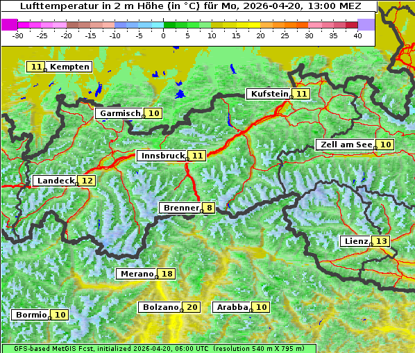 Temperatur, 20. 4. 2026