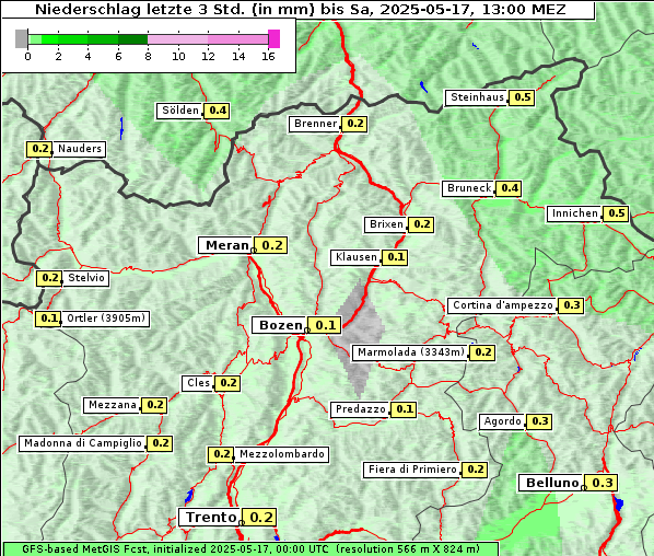 Niederschlag, 17. 5. 2025