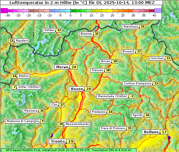 Temperatur, 14. 10. 2025