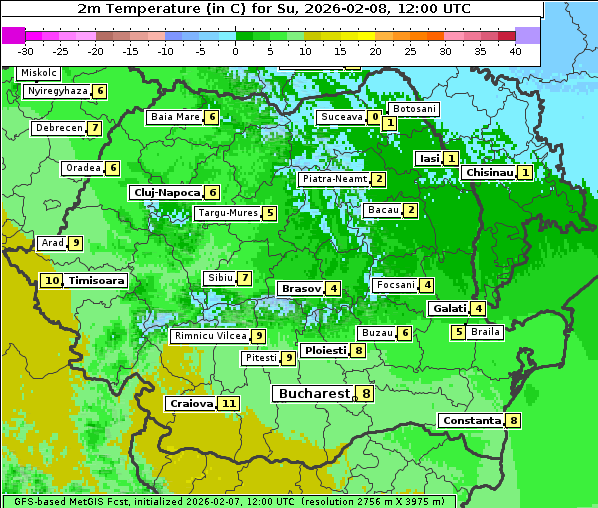 Temperatur, 8. 2. 2026
