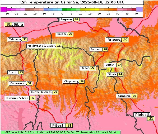 Temperatur, 16. 8. 2025