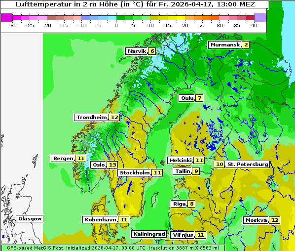 Temperatur, 17. 4. 2026